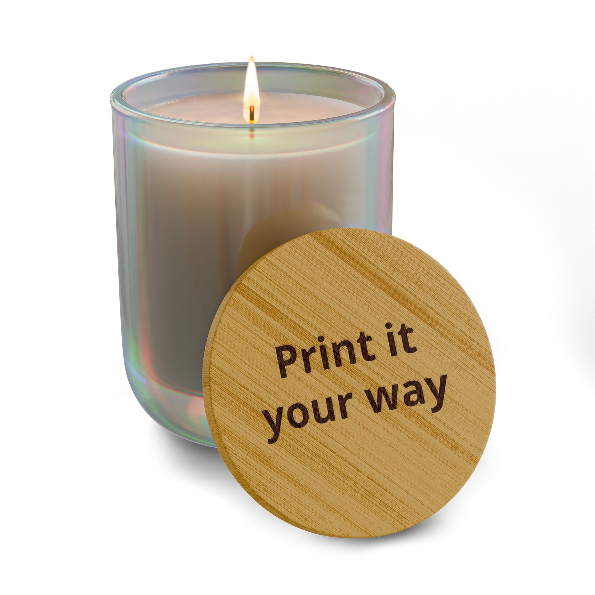 Engraved 14oz Scented Soy Candle — Custom "Print it your way" Bamboo Lid