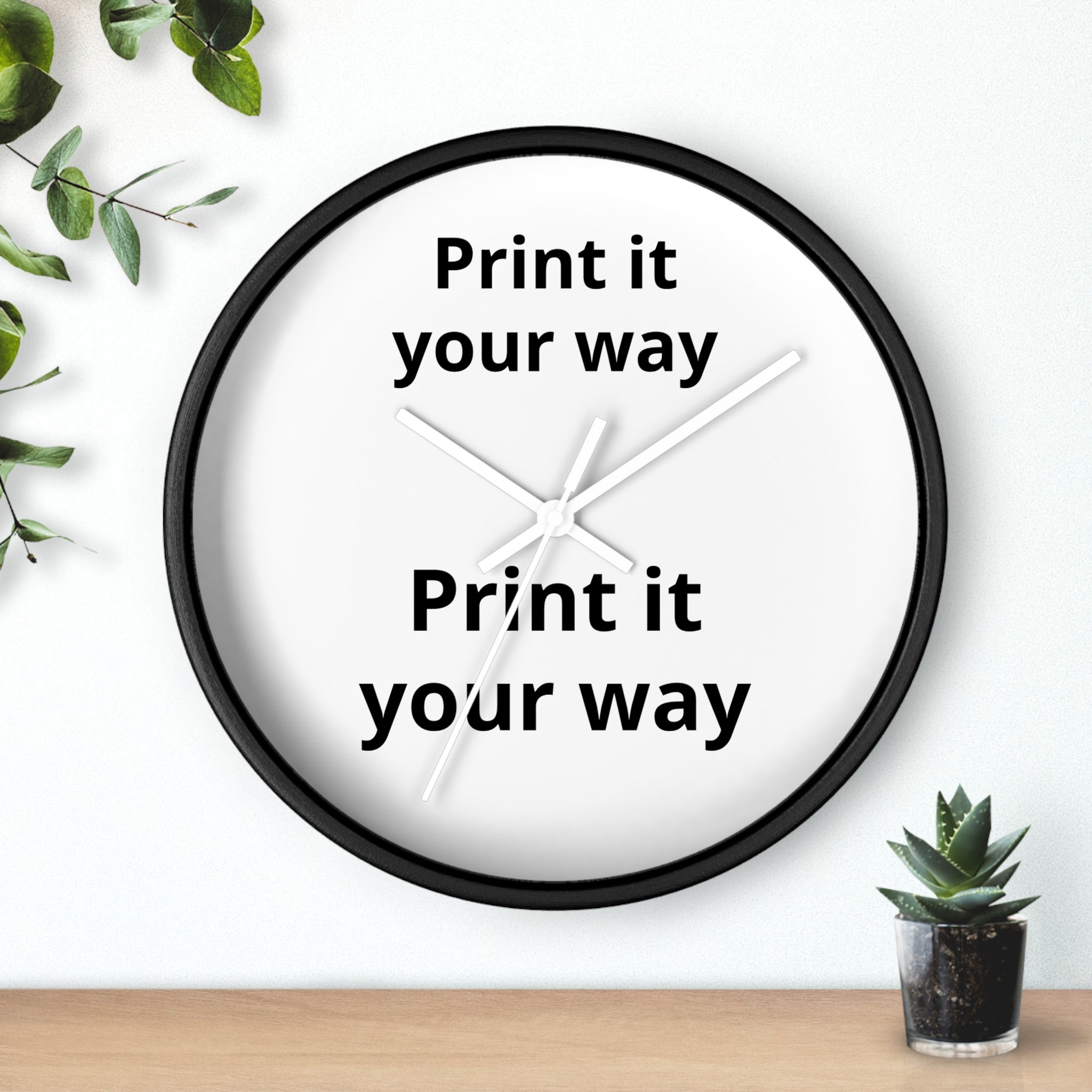 Minimalist "Print It Your Way" Wall Clock — Modern Monochrome Home Decor