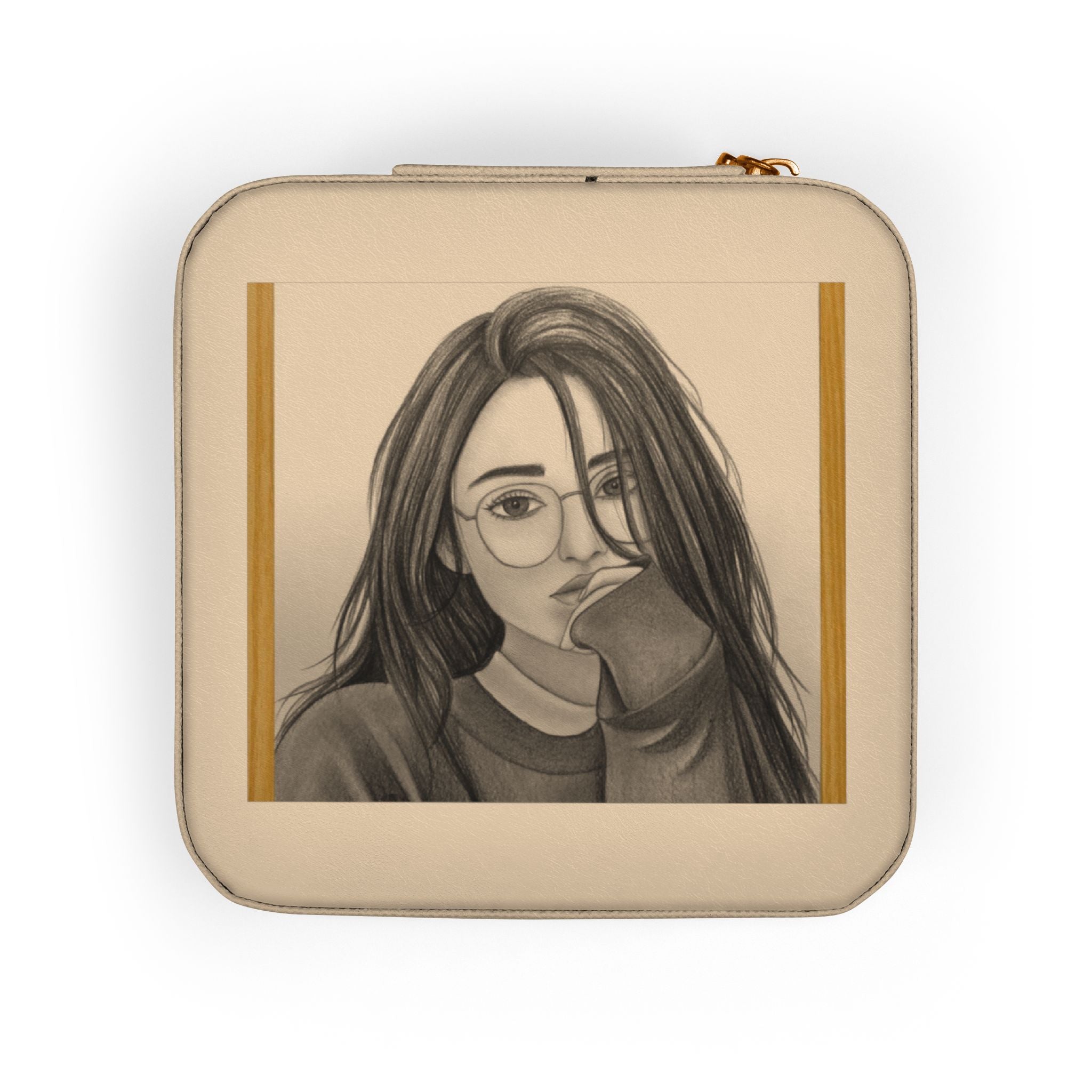 Compact Jewelry Travel Case — Personalized Portrait Pink Travel Jewelry Organizer