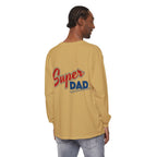 #1 Dad Foam Finger Long Sleeve Shirt — "Super Dad" Back Graphic
