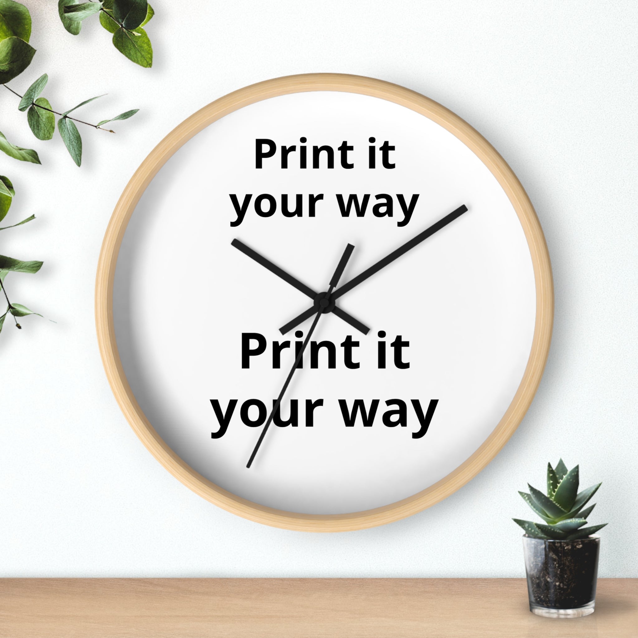 Minimalist "Print It Your Way" Wall Clock — Modern Monochrome Home Decor