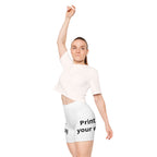 Custom Text White Biker Shorts — Personalized 'Print It Your Way' Activewear