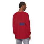 #1 Dad Foam Finger Long Sleeve Shirt — "Super Dad" Back Graphic