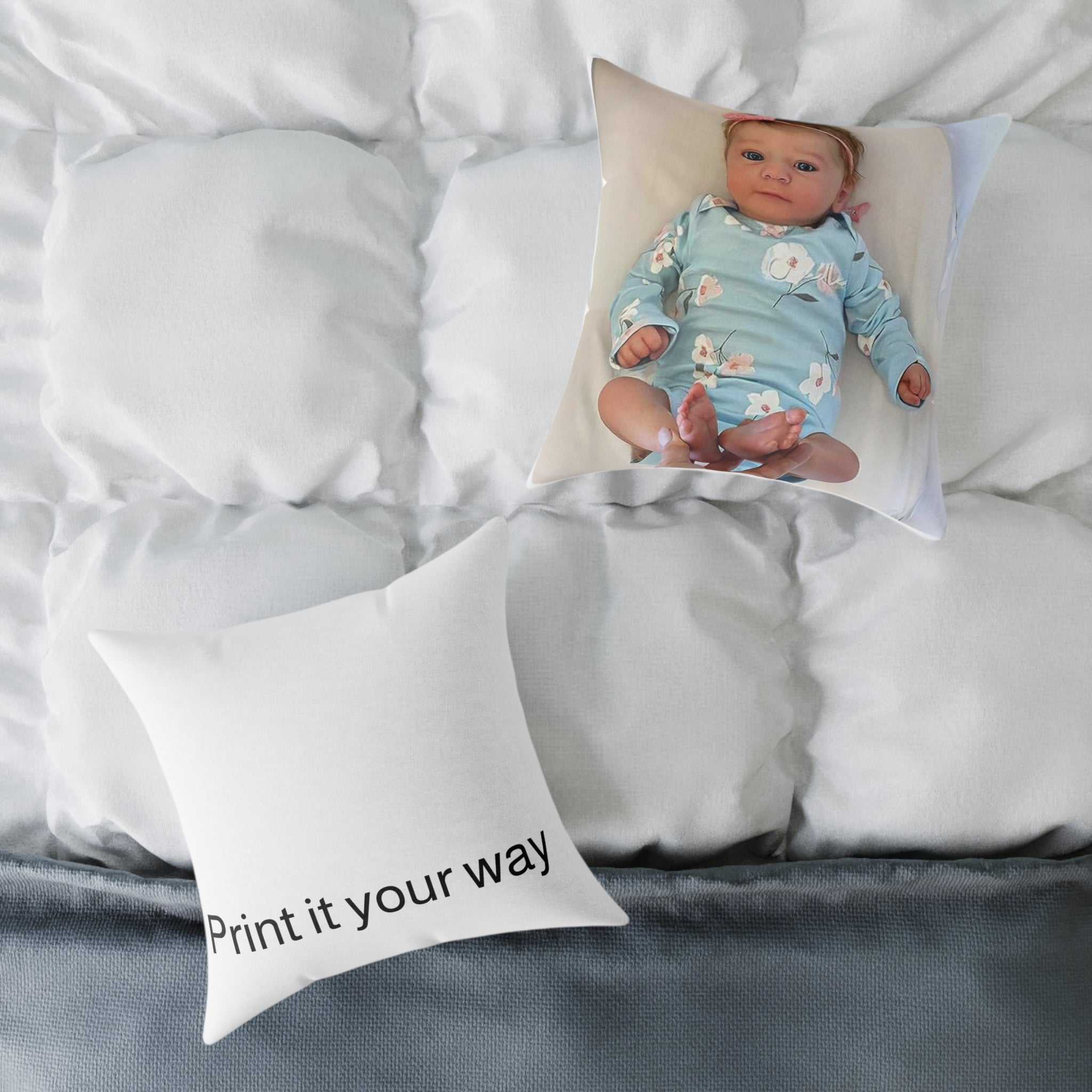 Custom Photo Square Pillow — Personalized Canvas Throw Pillow (Print It Your Way)