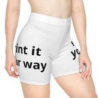 Custom Text White Biker Shorts — Personalized 'Print It Your Way' Activewear