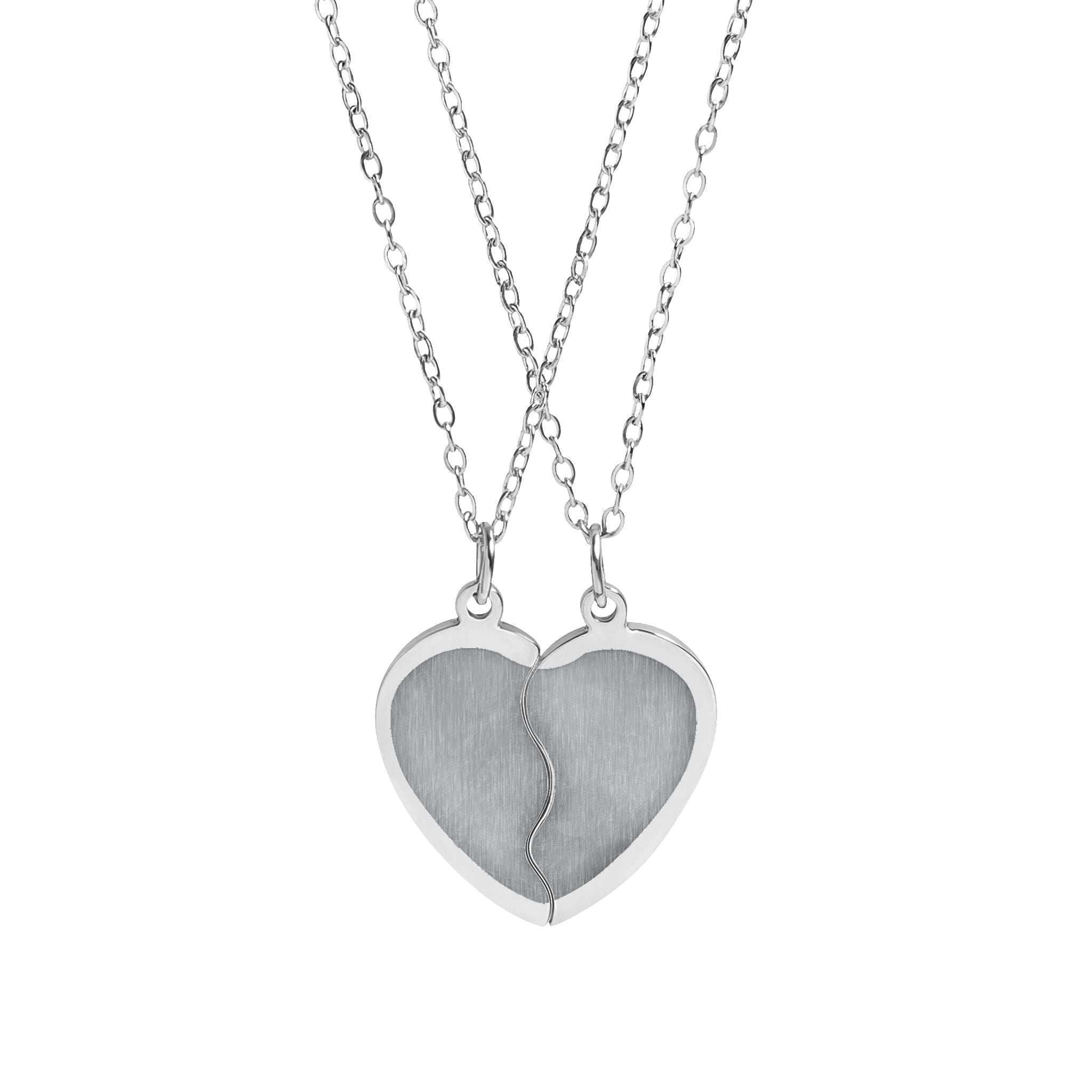 Break Apart Heart Necklace Set — Engraved Best Friend / Couple Pendant