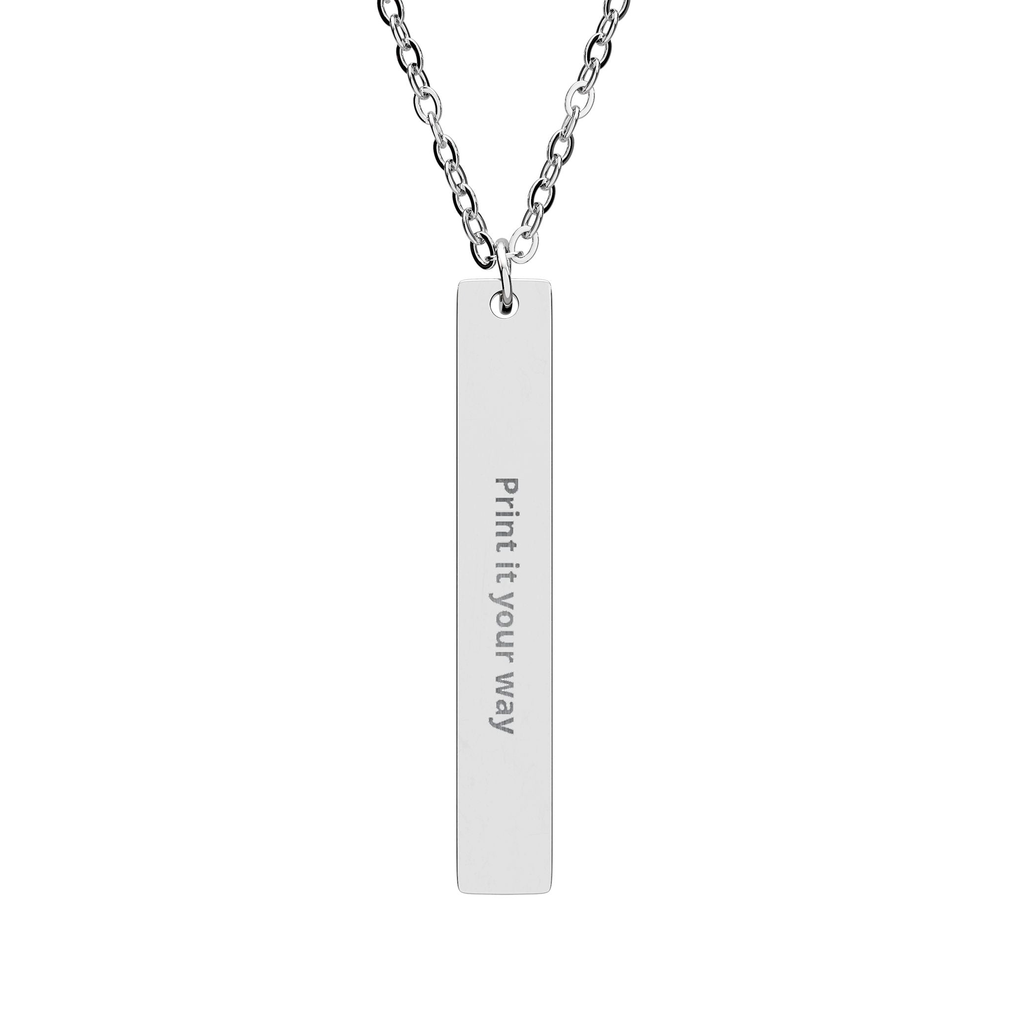Engravable Vertical Bar Necklace — Personalized Name or Message Pendant