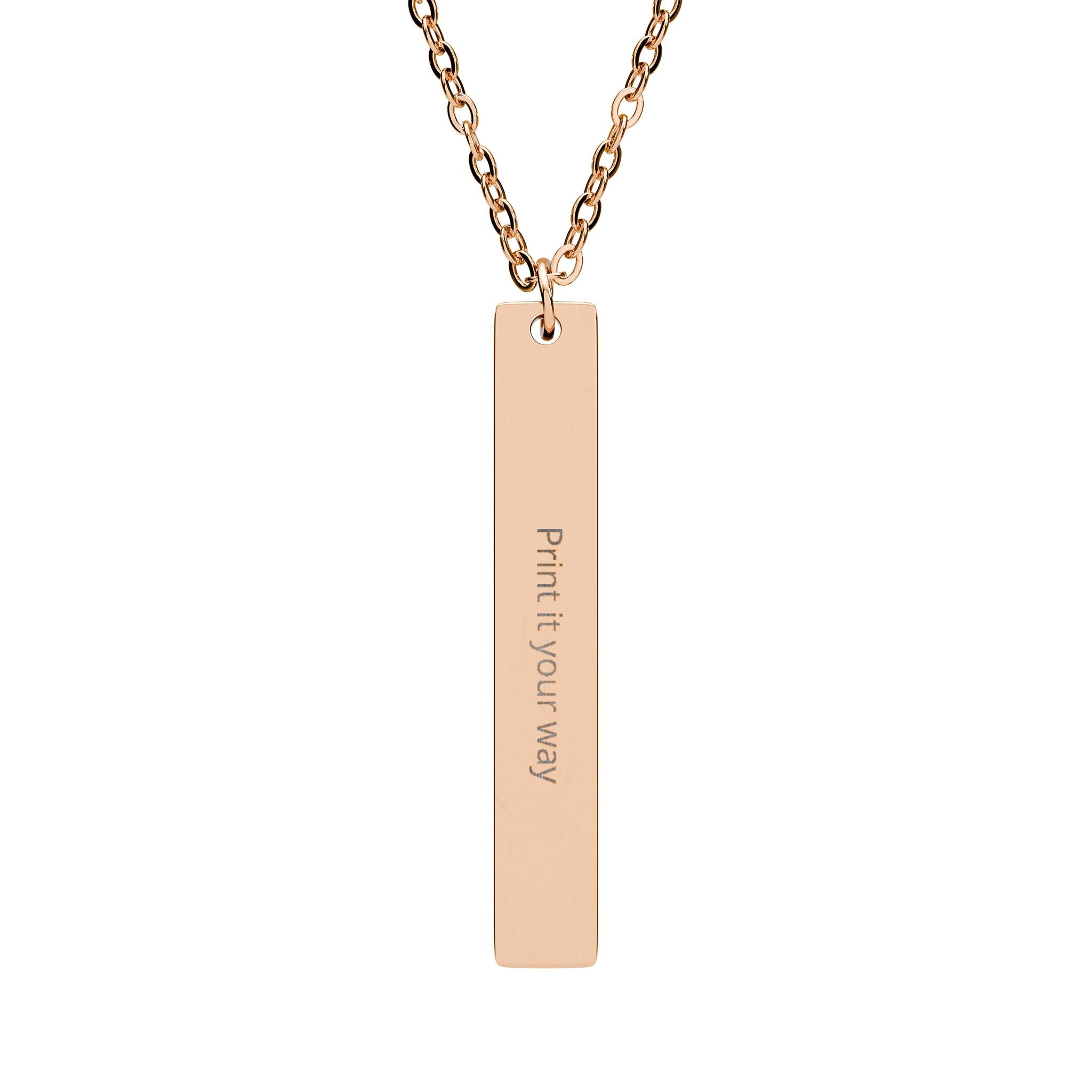 Engravable Vertical Bar Necklace — Personalized Name or Message Pendant