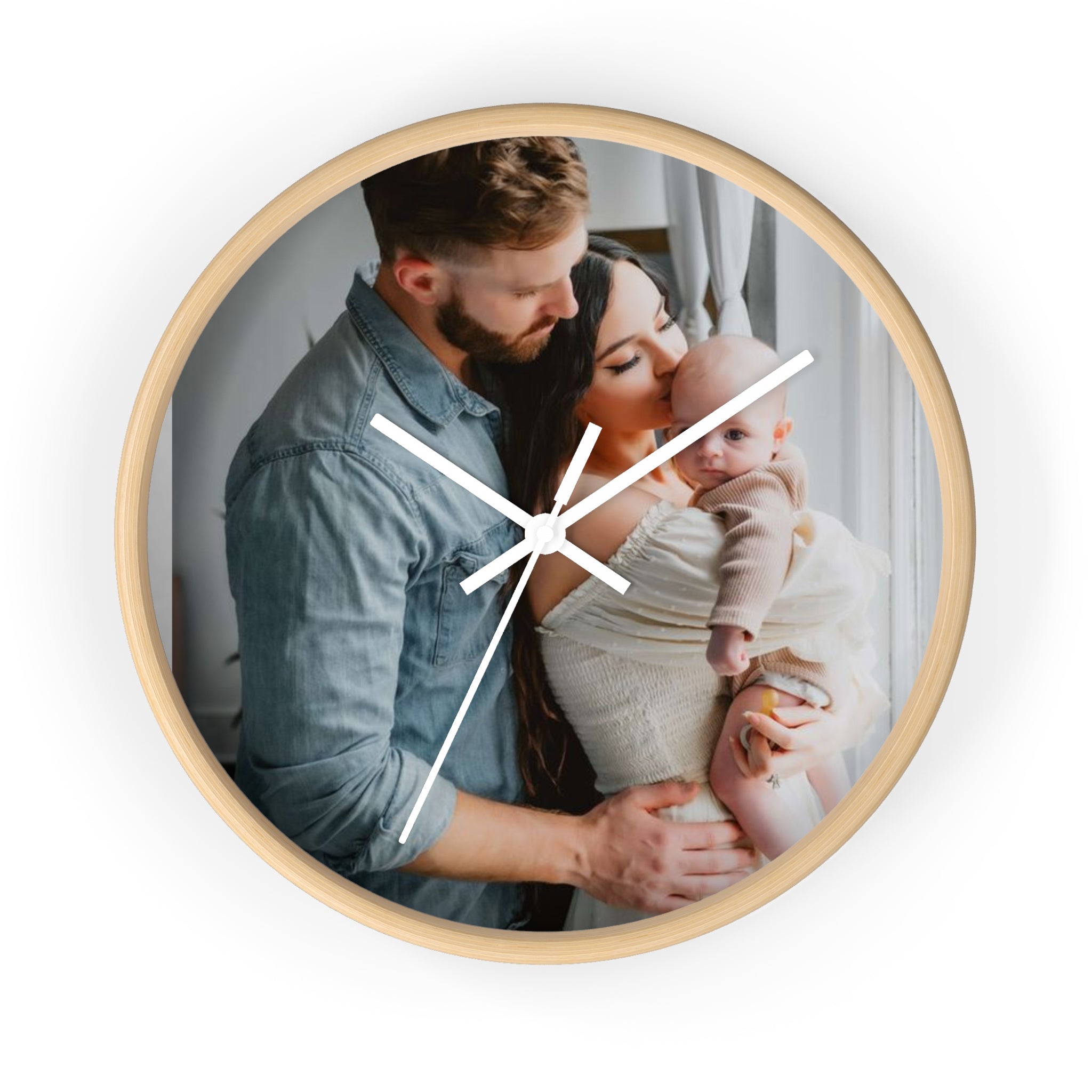 Personalized Family Photo Wall Clock — Custom Newborn & Parents Keepsake