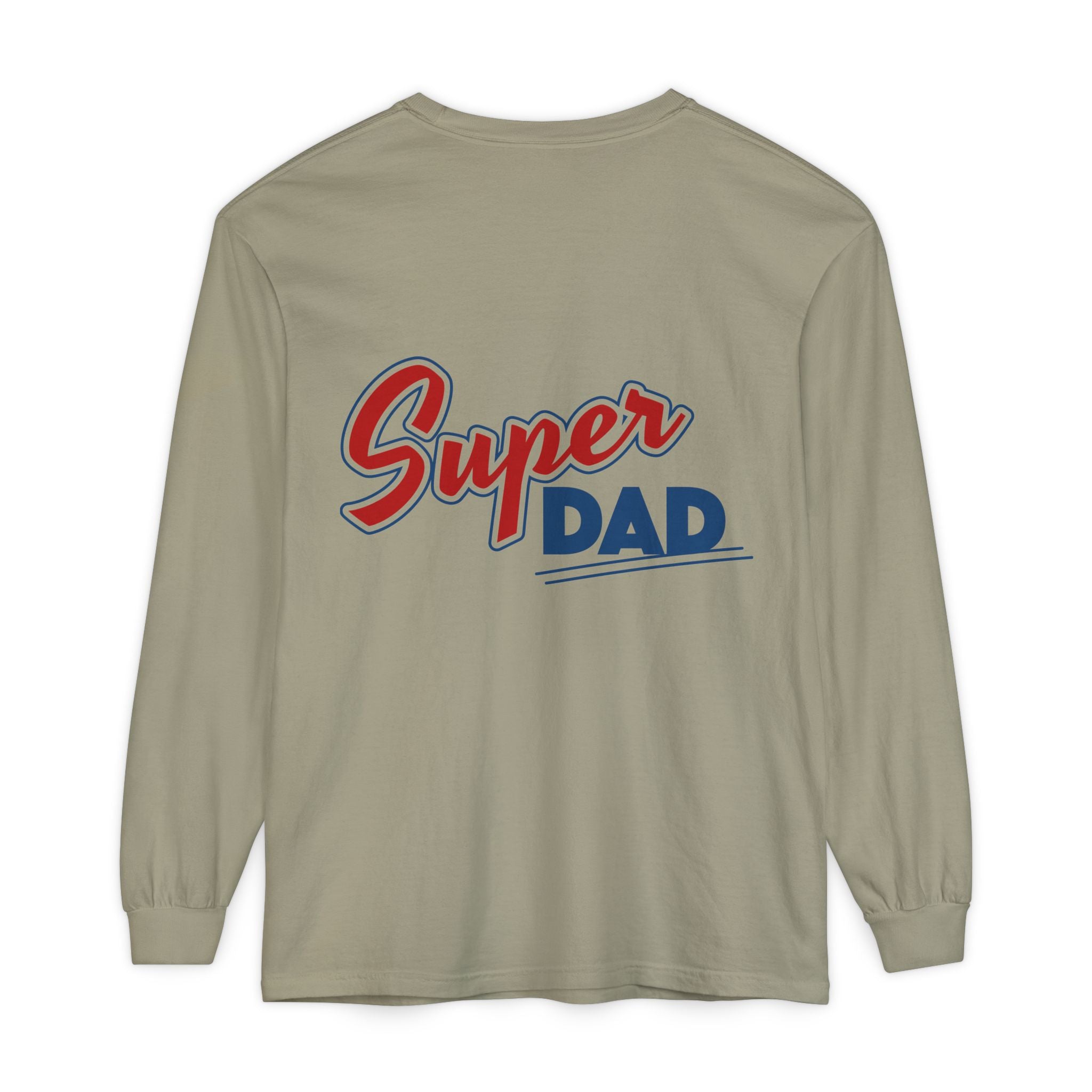 #1 Dad Foam Finger Long Sleeve Shirt — "Super Dad" Back Graphic