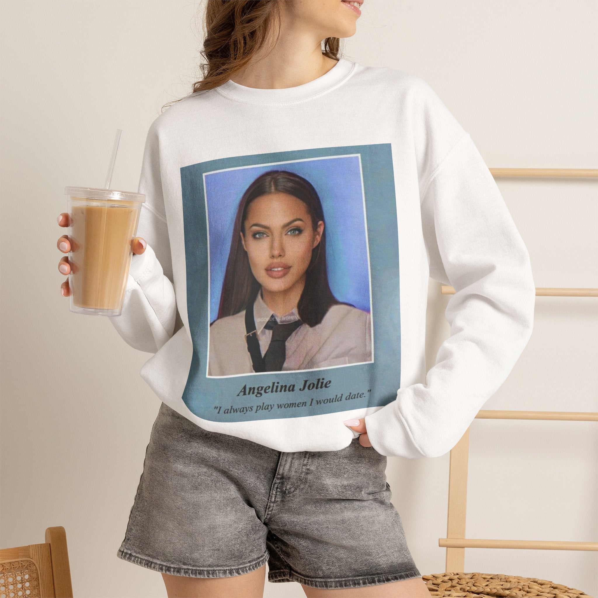 Graphic Crewneck Sweatshirt — Portrait Photo Print with Quote
